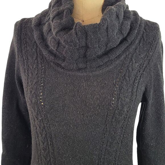 Yest body con black sweater dress cable detail cowl neckline size 4 - Picture 1 of 8